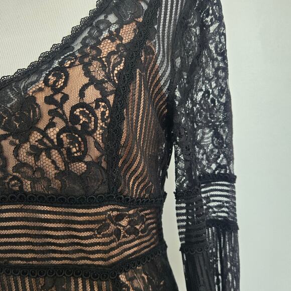 Vintage Y2K Nanette Lepore Whimsigoth Lace Dress Black Fairy Grunge Women 4 - Picture 5 of 13